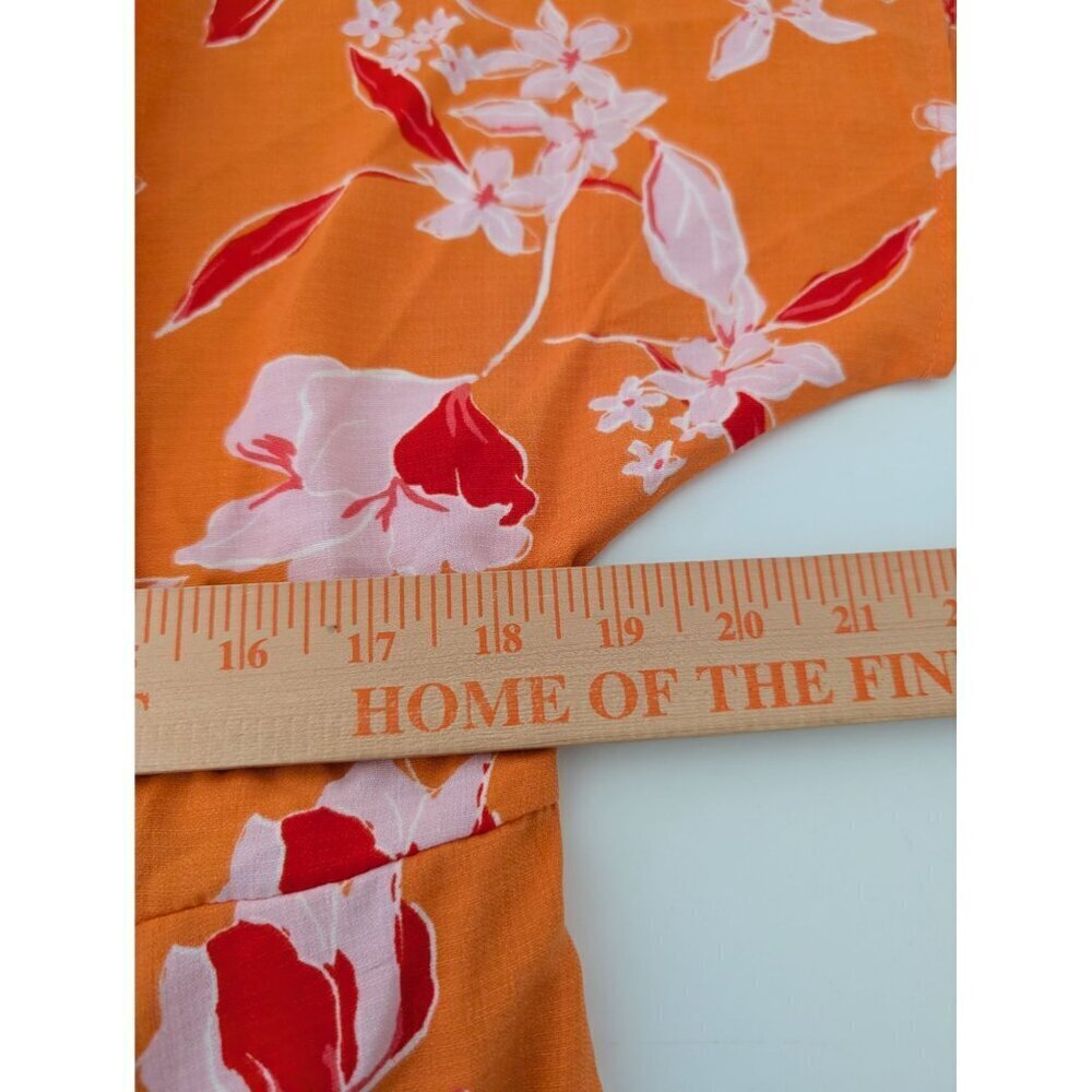 Bobeau Floral Maxi Wrap Dress Womens Size XL Orange Dolman Sleeve Tropical - Picture 13 of 13